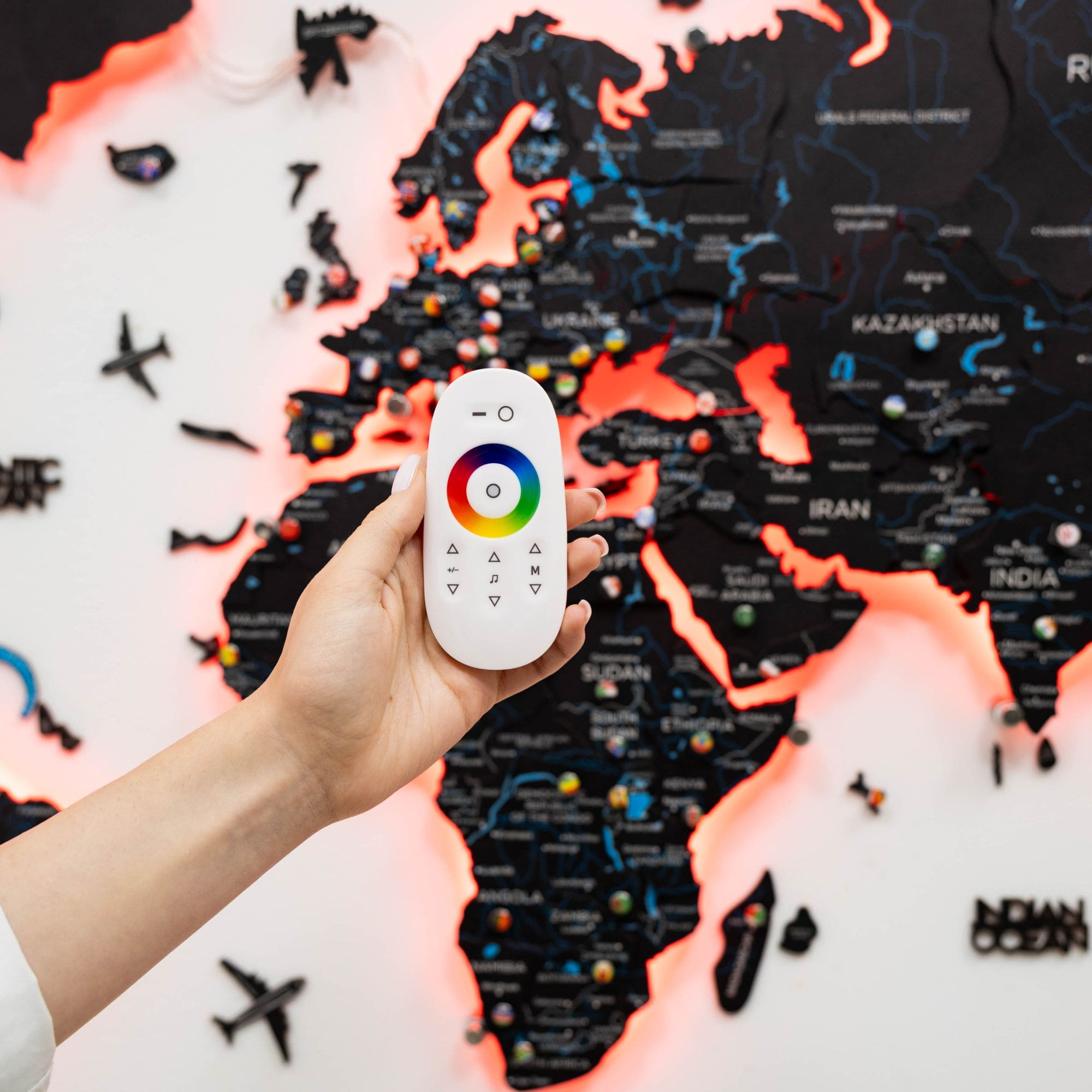 3d Led / Luminous Wooden World Map 3.0 Midnight