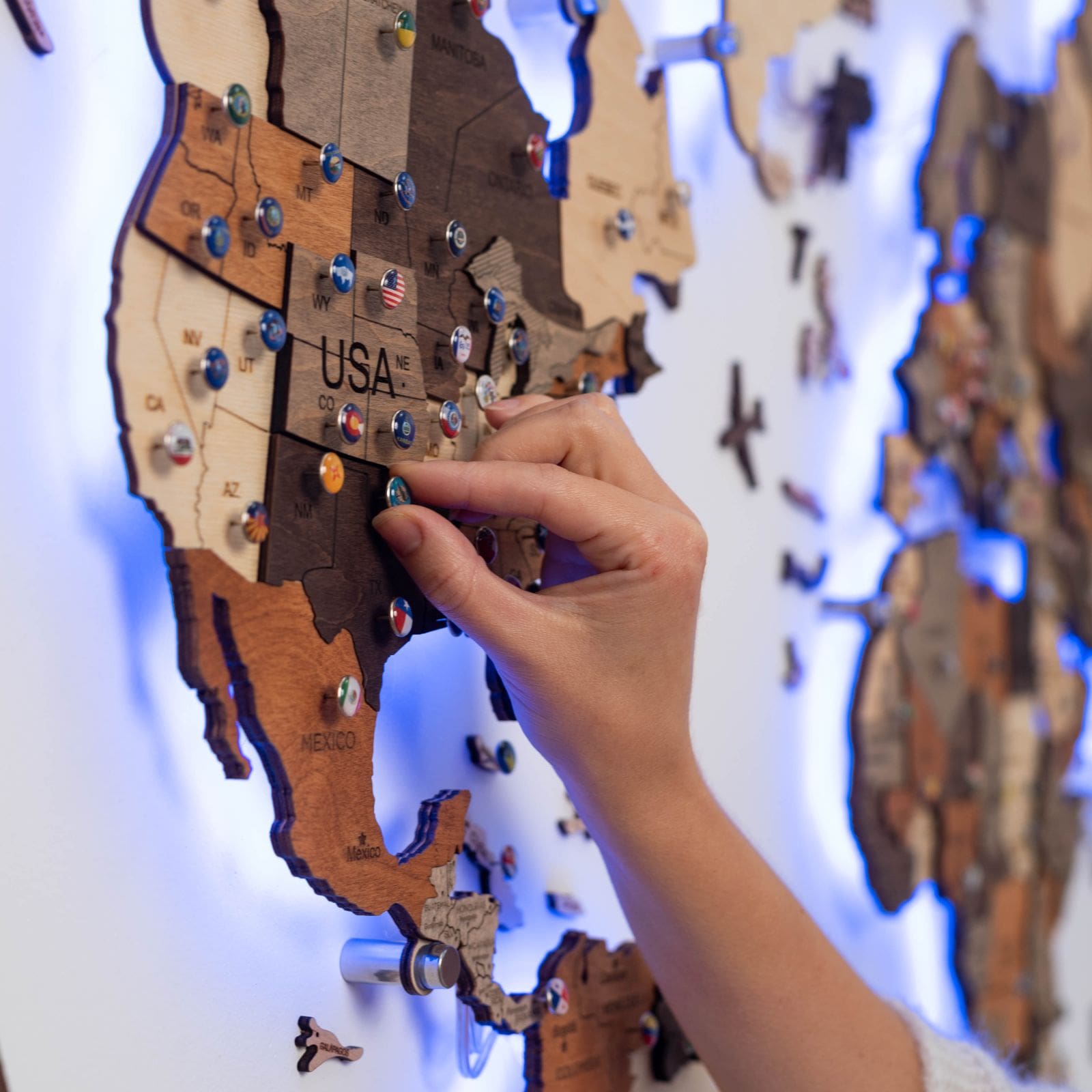 3d Led Wooden World Map 3.0 Multicolor