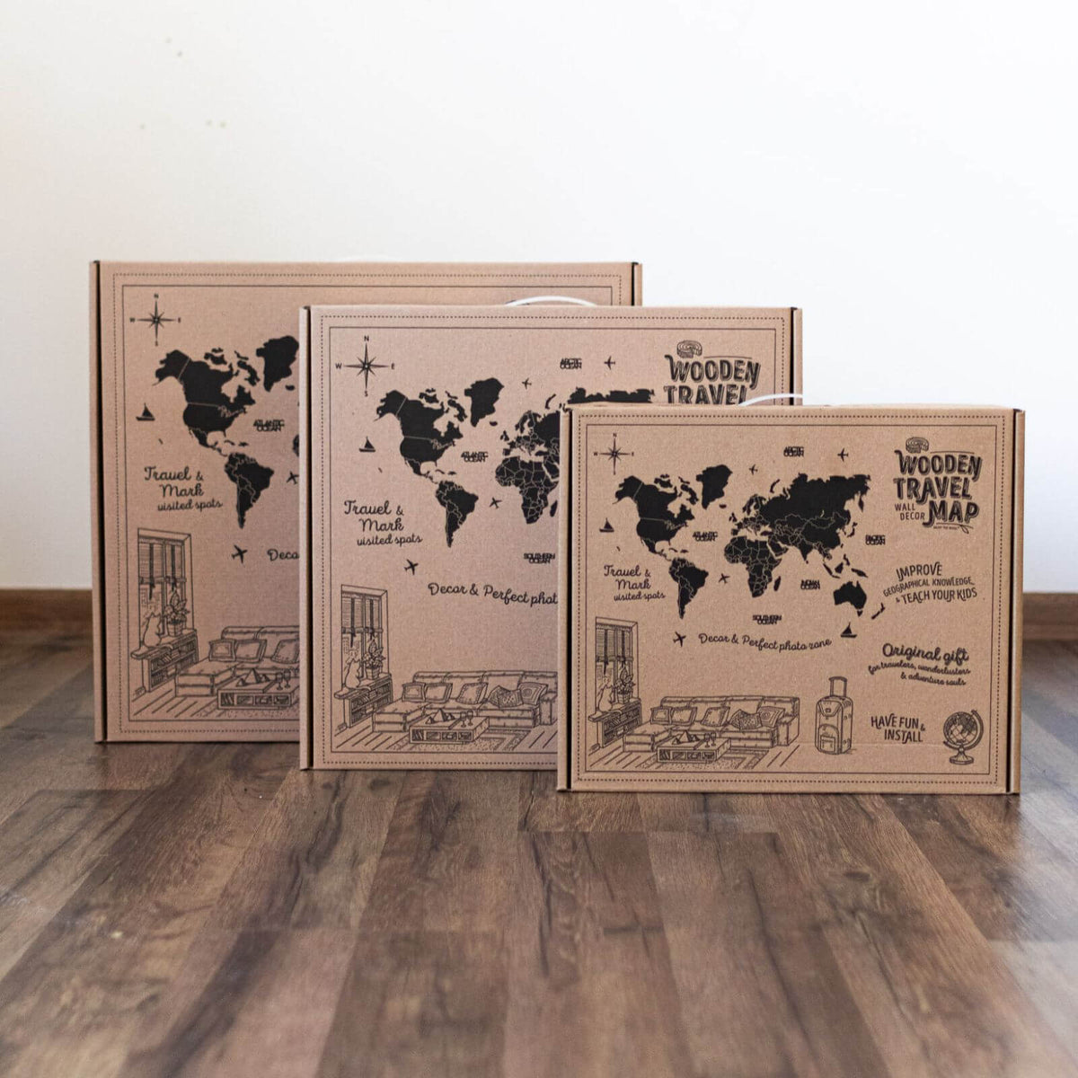 3d Led / Luminous Wooden World Map 3.0 Nordik