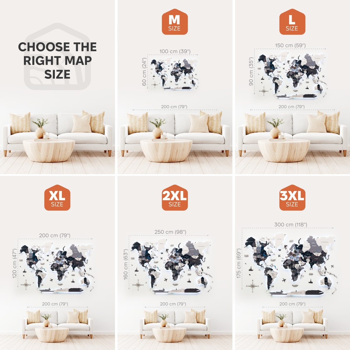 3d Led / Luminous Wooden World Map 3.0 Nordik