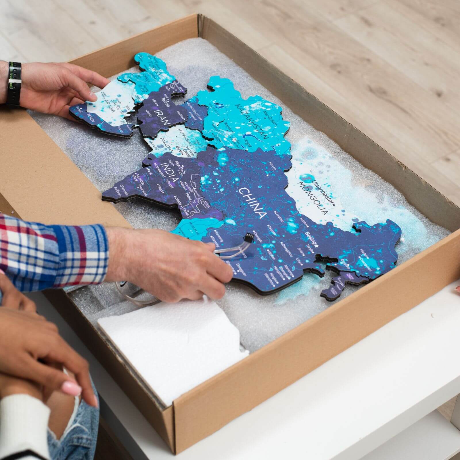 3d Led / Luminous Wooden World Map 3.0 Ocean