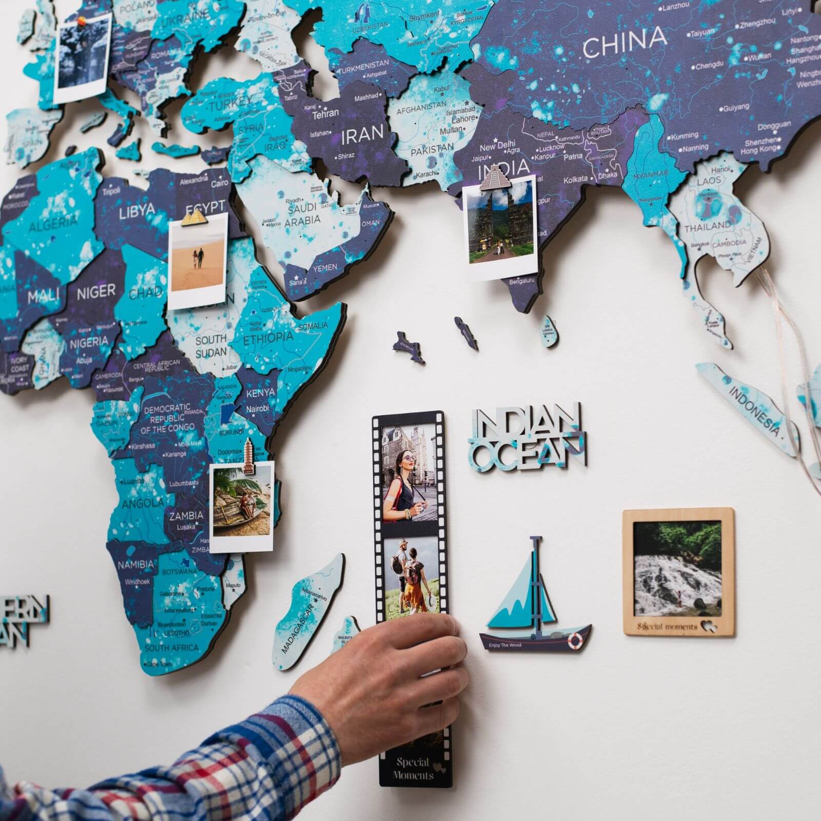 3d Led / Luminous Wooden World Map 3.0 Ocean