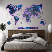 3d Led / Luminous Wooden World Map 3.0 Space