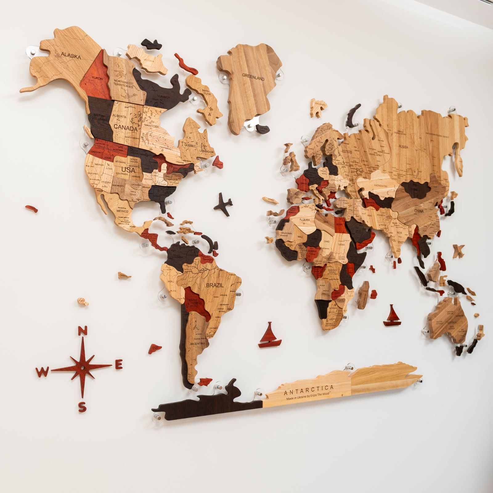 3d Solid Wooden World Map