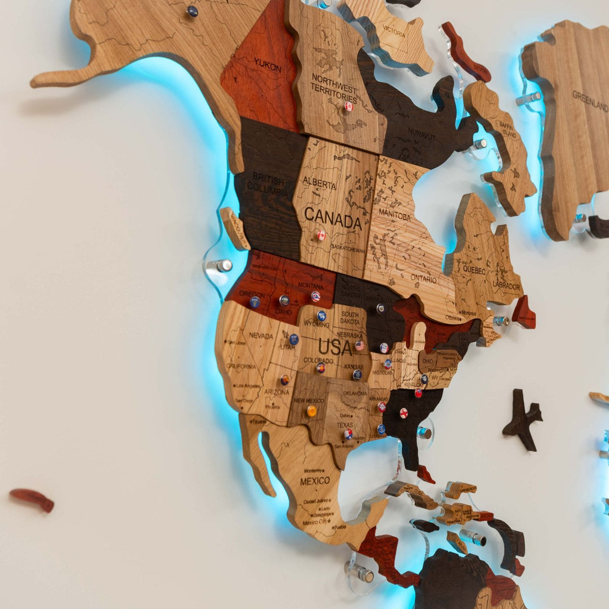 3d Solid Wooden World Map