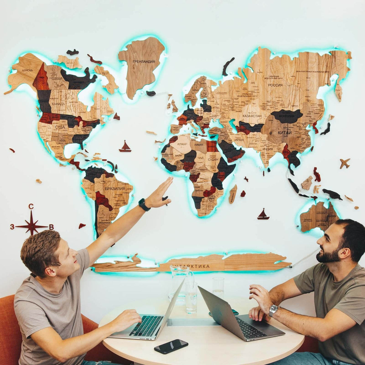 3d Solid Wooden World Map