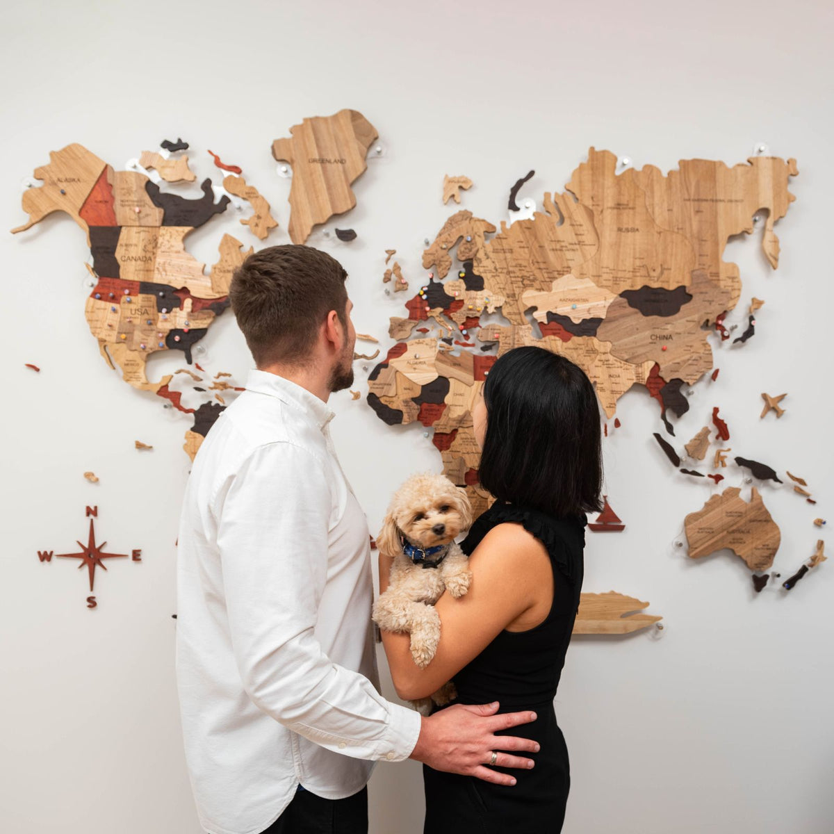 3d Solid Wooden World Map