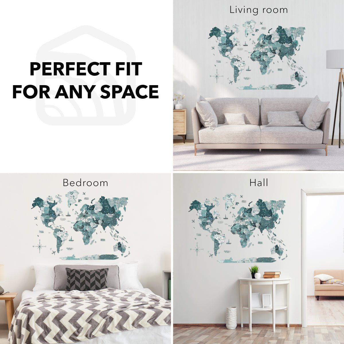 3d Wooden World Map Aurora