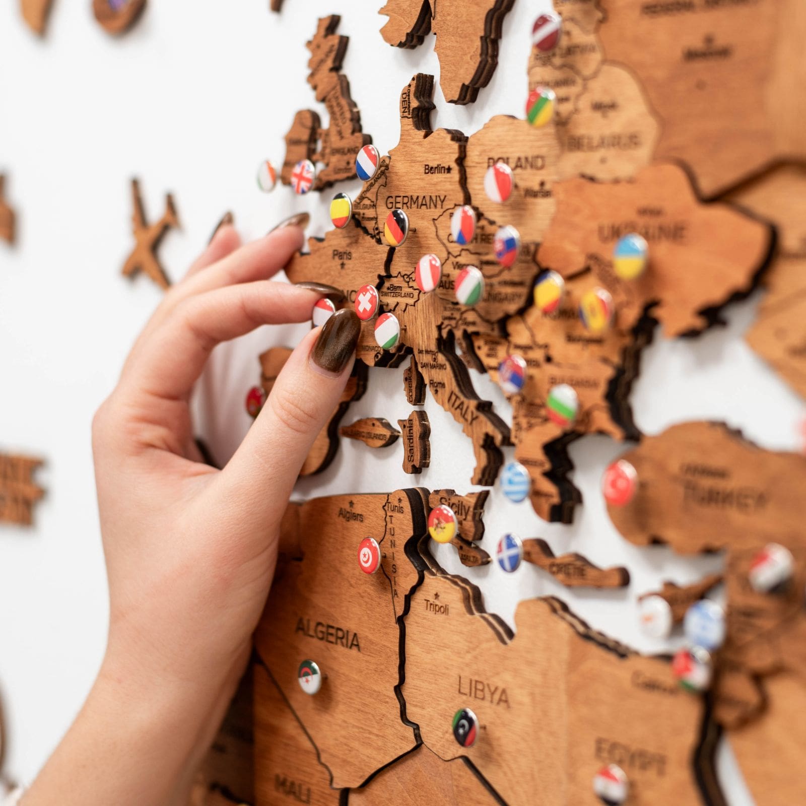 3d Wooden World Map Oak