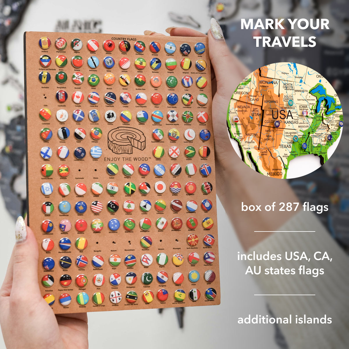 3d Luminous Colored Wooden World Map Physical