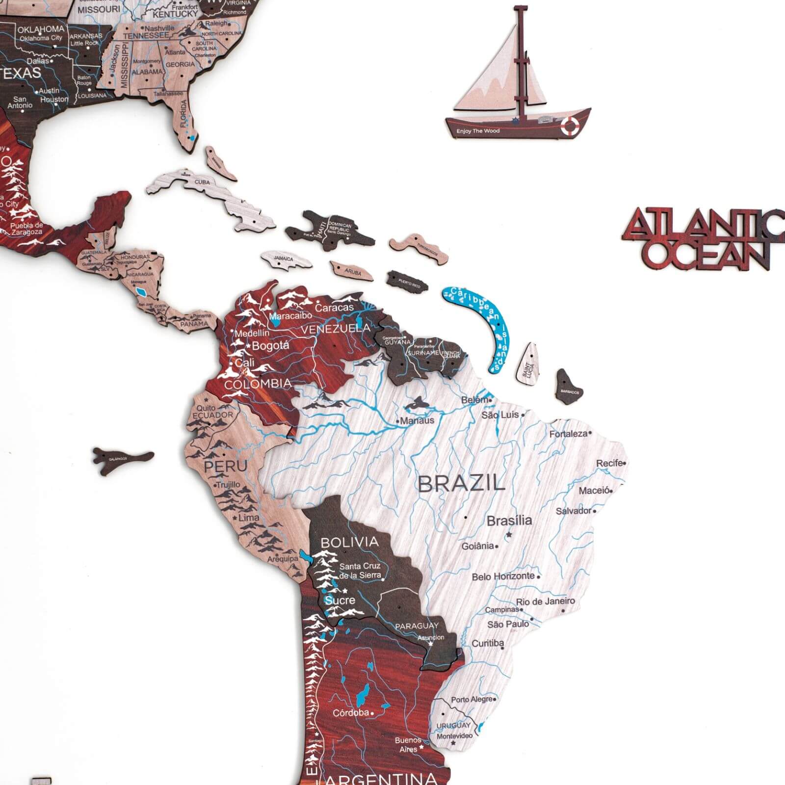 3d Wooden World Map Urban