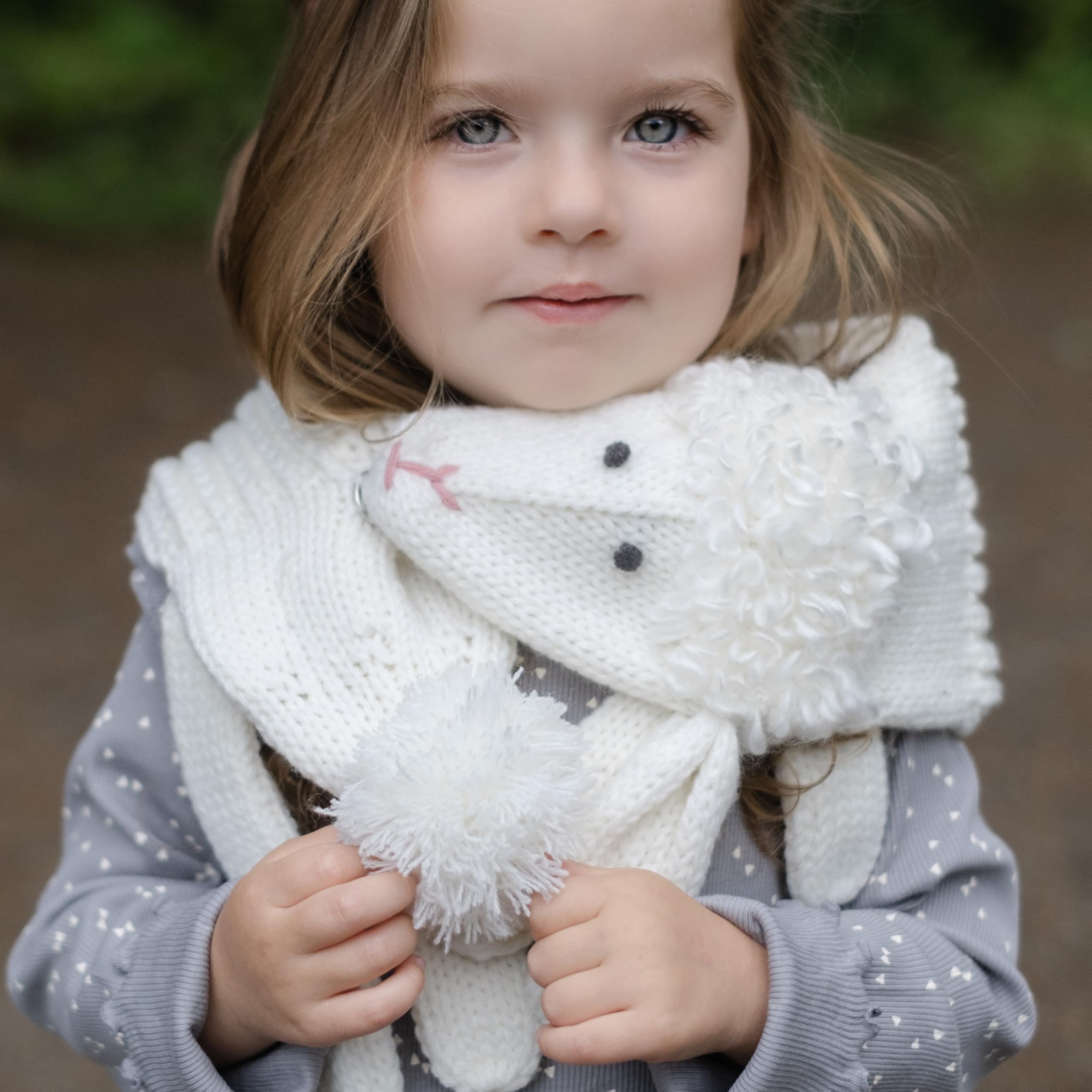 Kids Baby Lamb Knitted Neck Scarf - Pure White (age 4-12y)