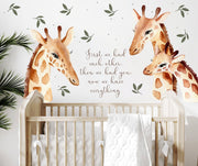 Giant Giraffes With Text - Fabric Nursery Wall Art Decals