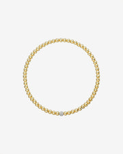 3mm Gold Bead Bracelet With Diamond Bead