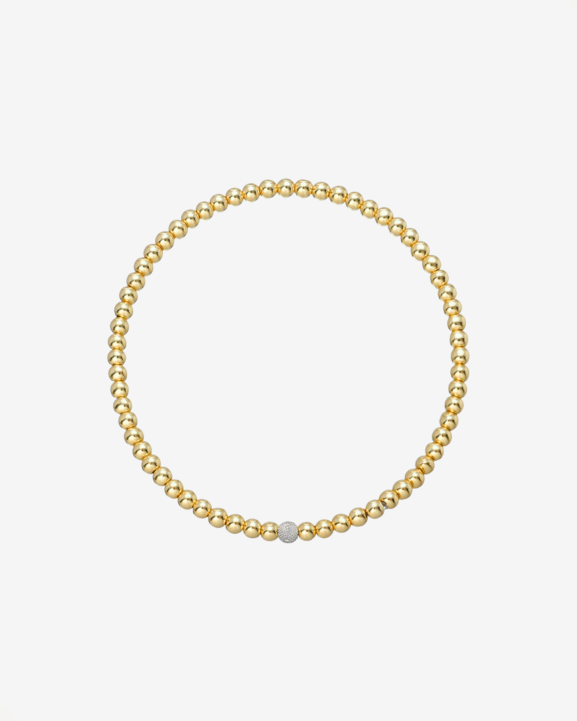 3mm Gold Bead Bracelet With Diamond Bead
