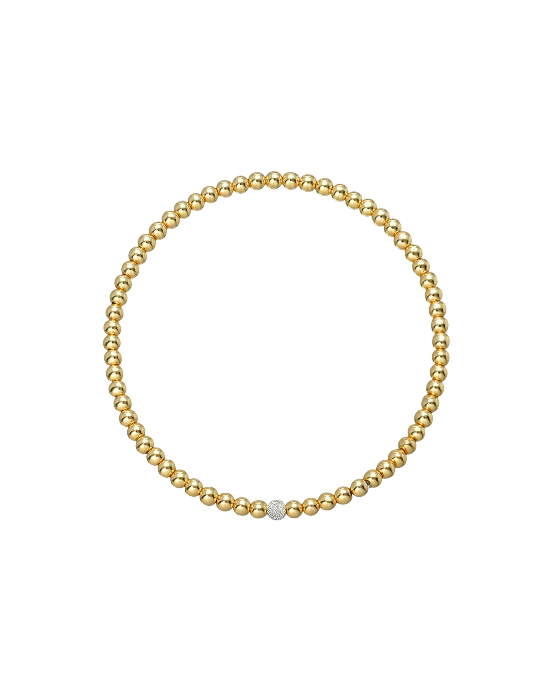 3mm Gold Bead Bracelet With Diamond Bead