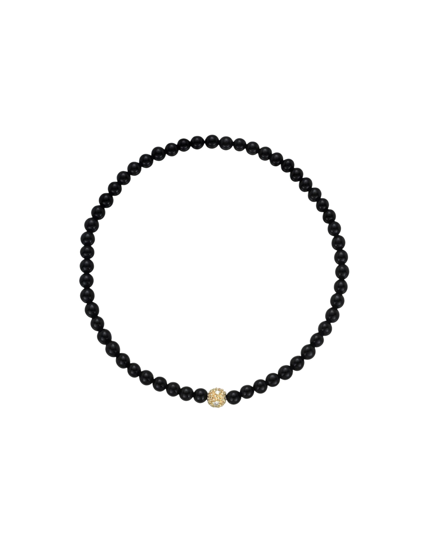 3mm Black Onyx Bead Bracelet With Diamond Bead