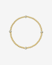3mm Gold Segment Bead Bracelet With Diamond Bars