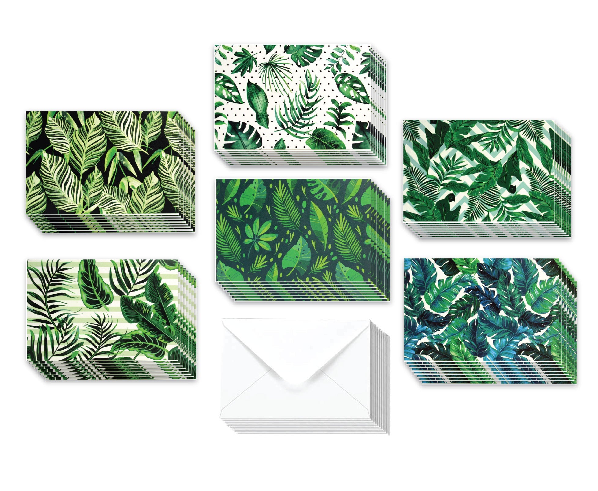 Tropical Plants - 36 Pack Assorted Greeting Cards For All Occasions - 6 Design