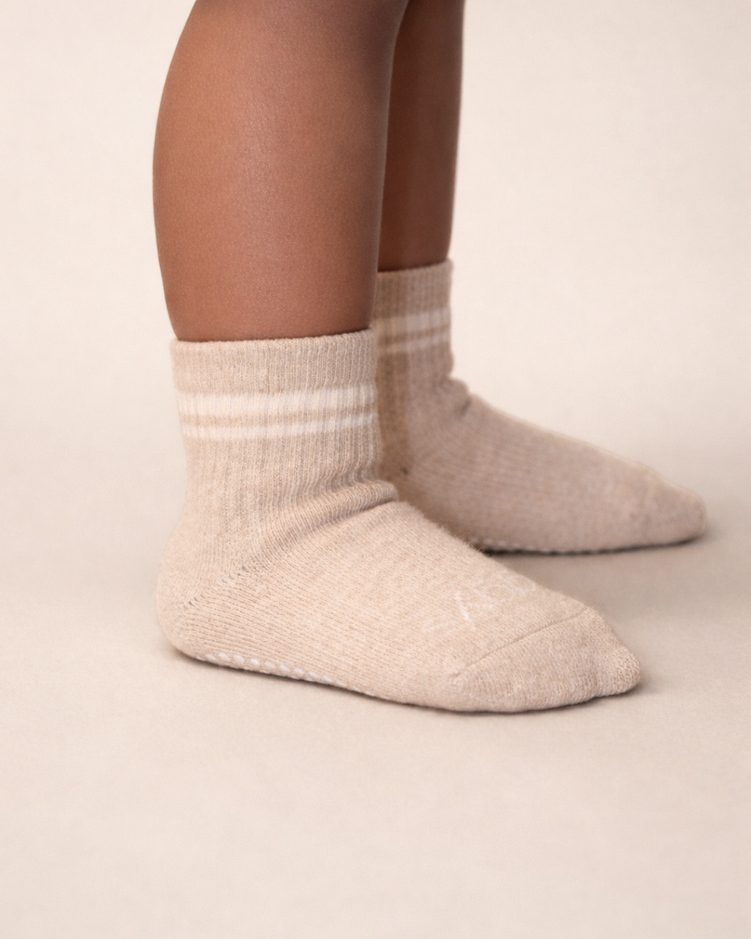 Toddler Gripper Crew Socks 4-pack (4-5t) - Oat