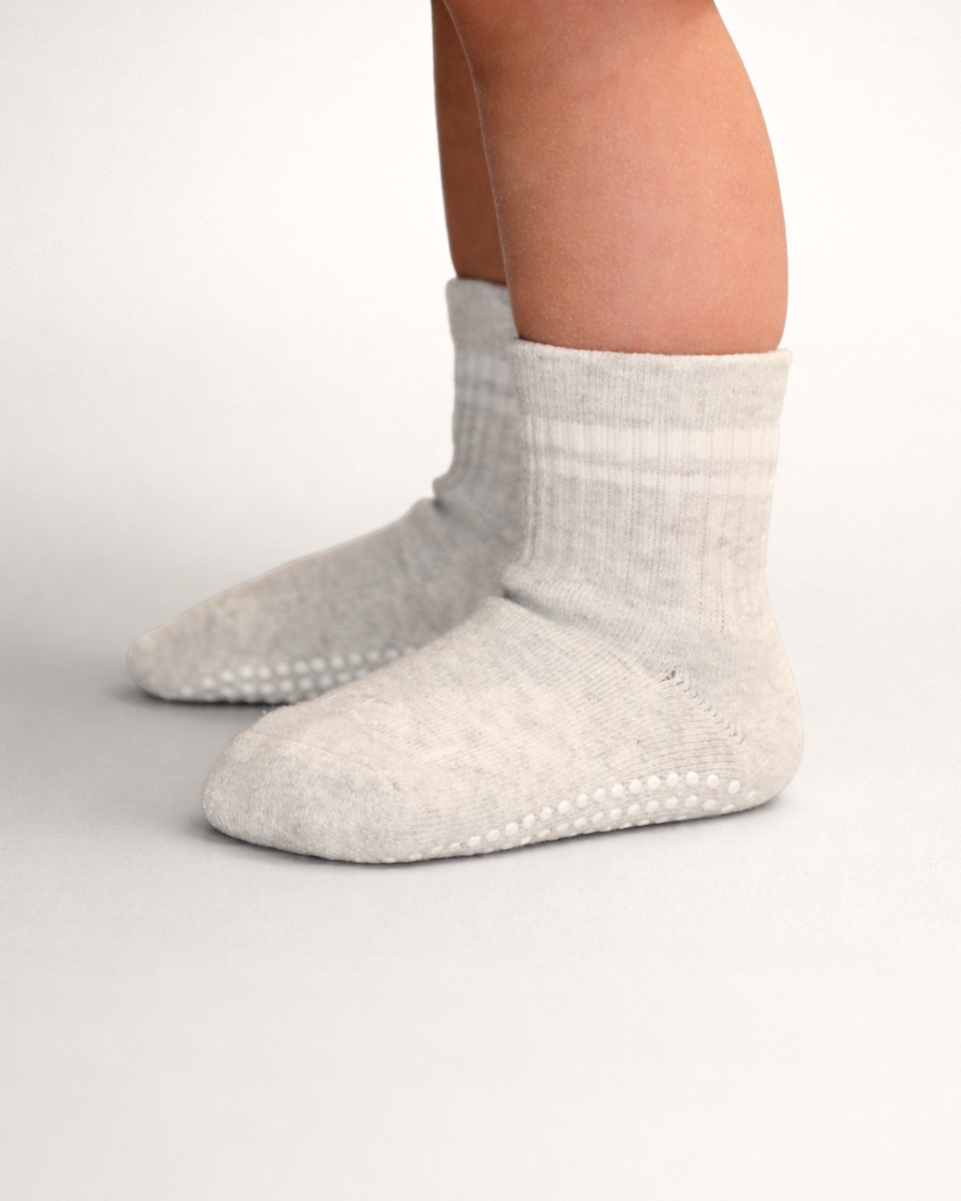 Toddler Gripper Crew Socks 4-pack (4-5t) - Pebble