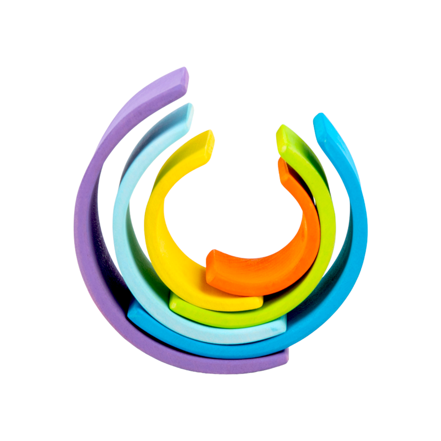 7 Pcs Stained Mini Wooden Rainbow Stacker In Stained Purple Sunset Color