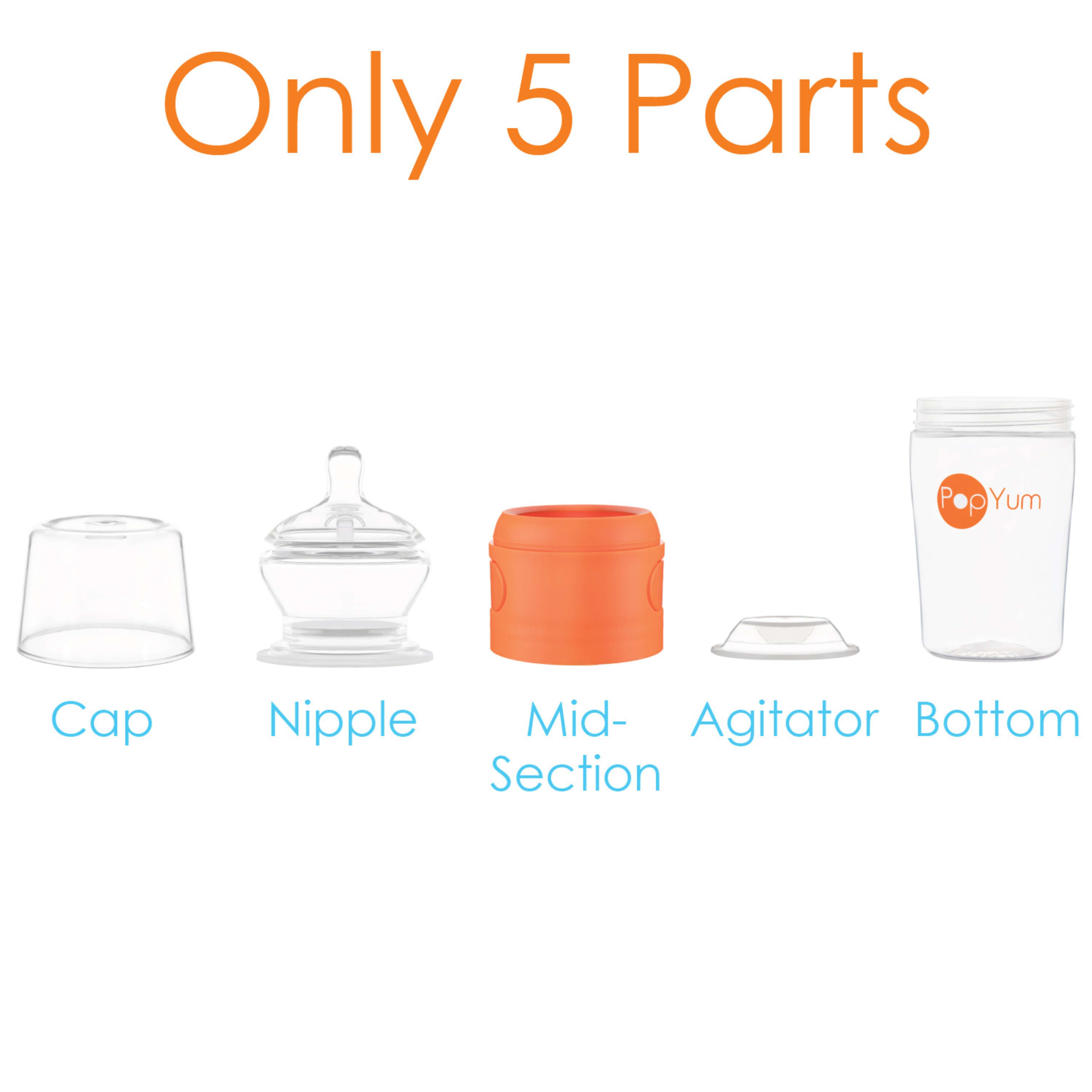 Popyum 9oz Anti-colic Baby Bottle For Breast And Formula Feeding, 3-pack, Orange, #2 Medium Flow Nipples