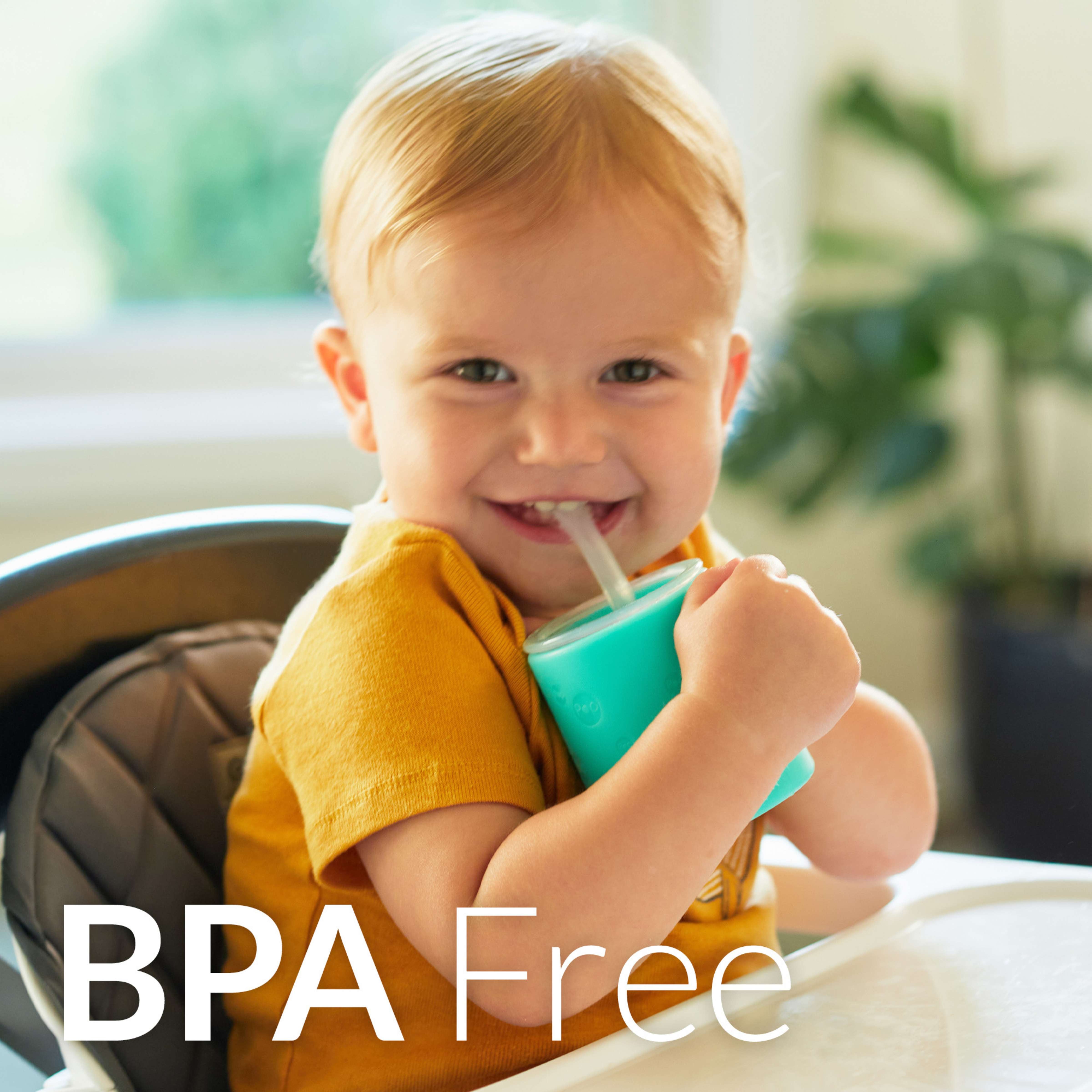 Popyum Silicone Training Cup With Straw Lid, 2-pack For Baby, Infant And Toddler, Tumbler, Sippy, Handles, 5 Ounce (blue, Green)