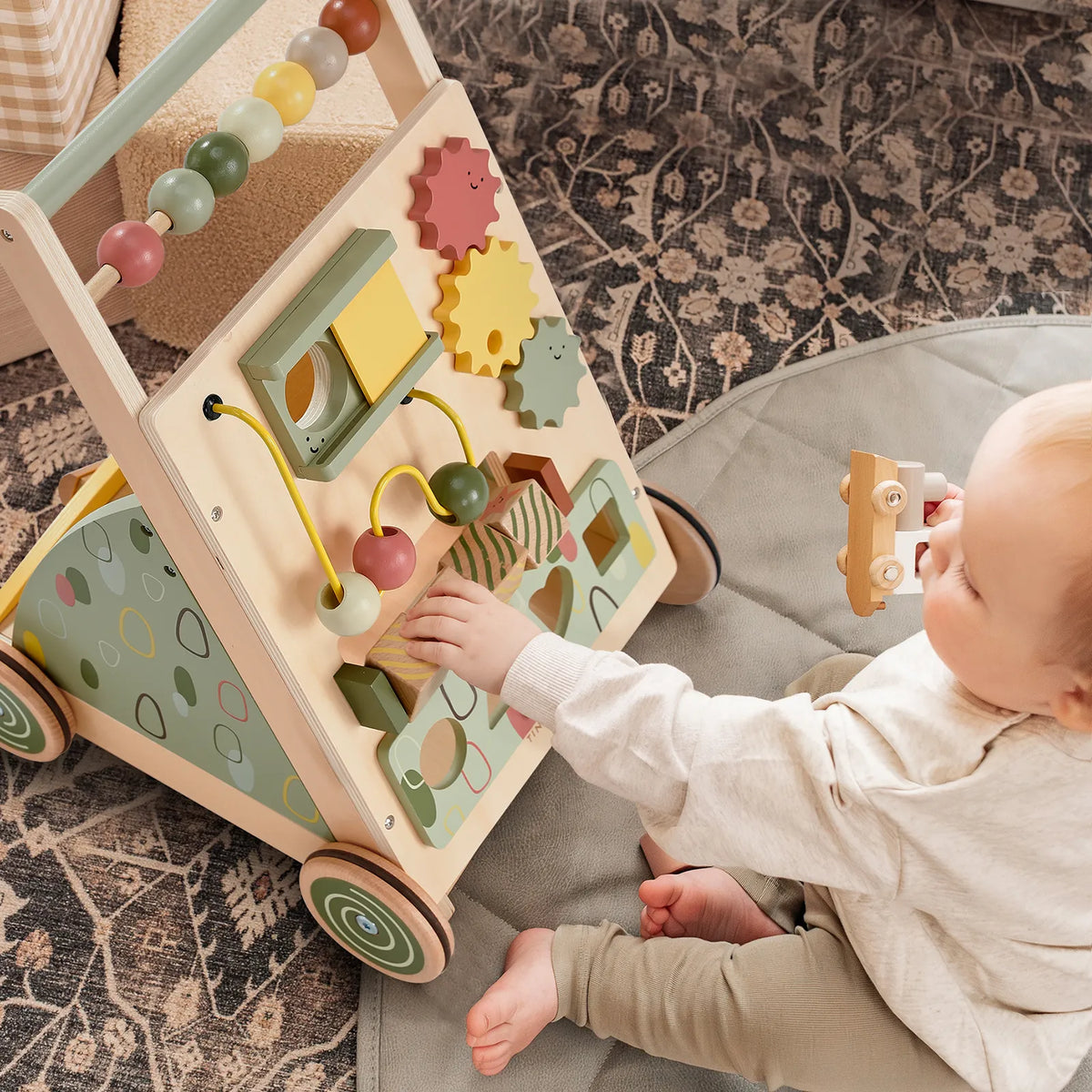 ® Sage Green Wooden Baby Walker