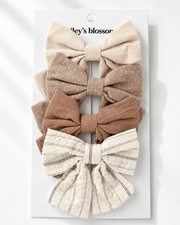 4-piece Bow Clip Set - Heirloom Linen
