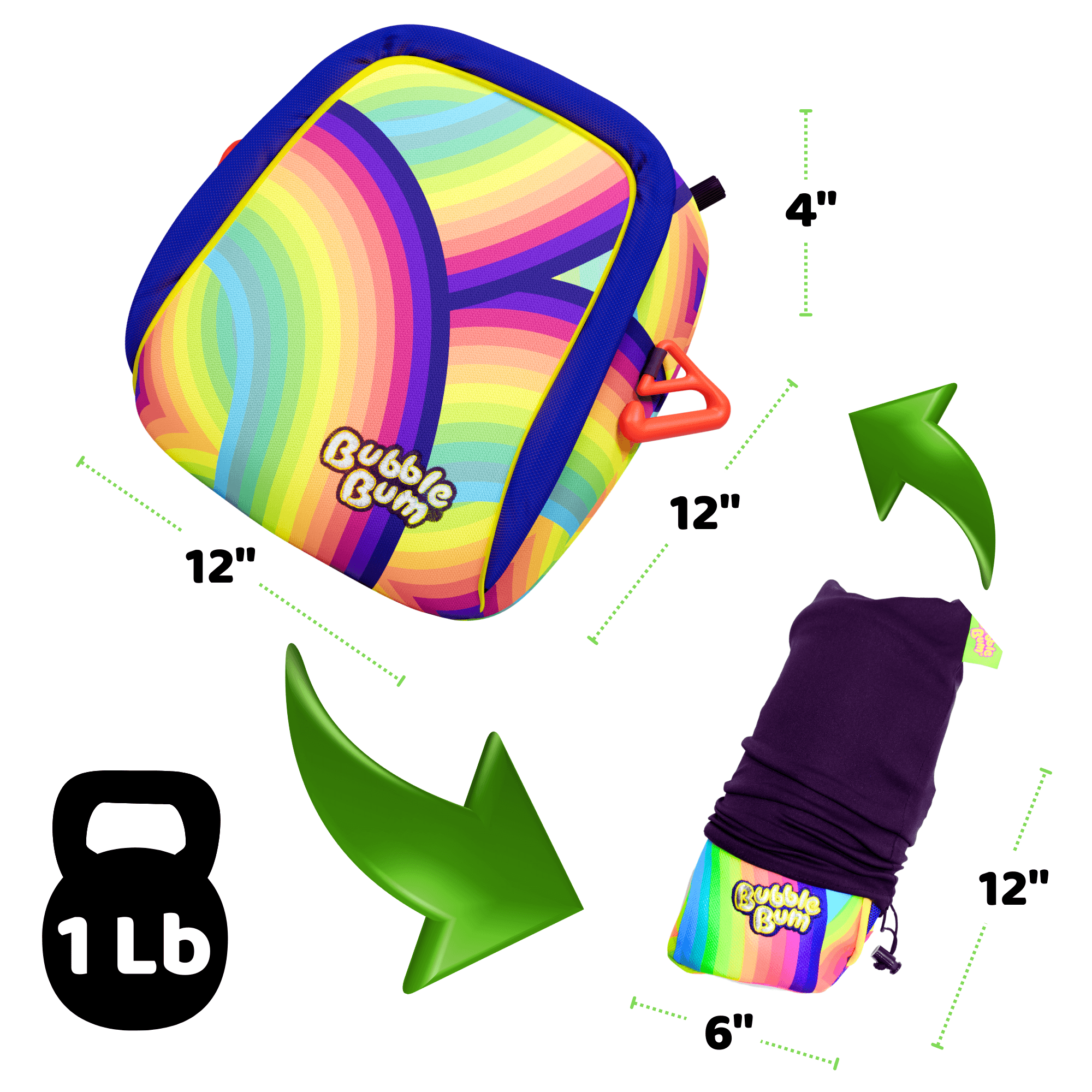 Bubblebum Inflatable Car Booster Seat - Travel Booster Seat - Rainbow Style ✔️