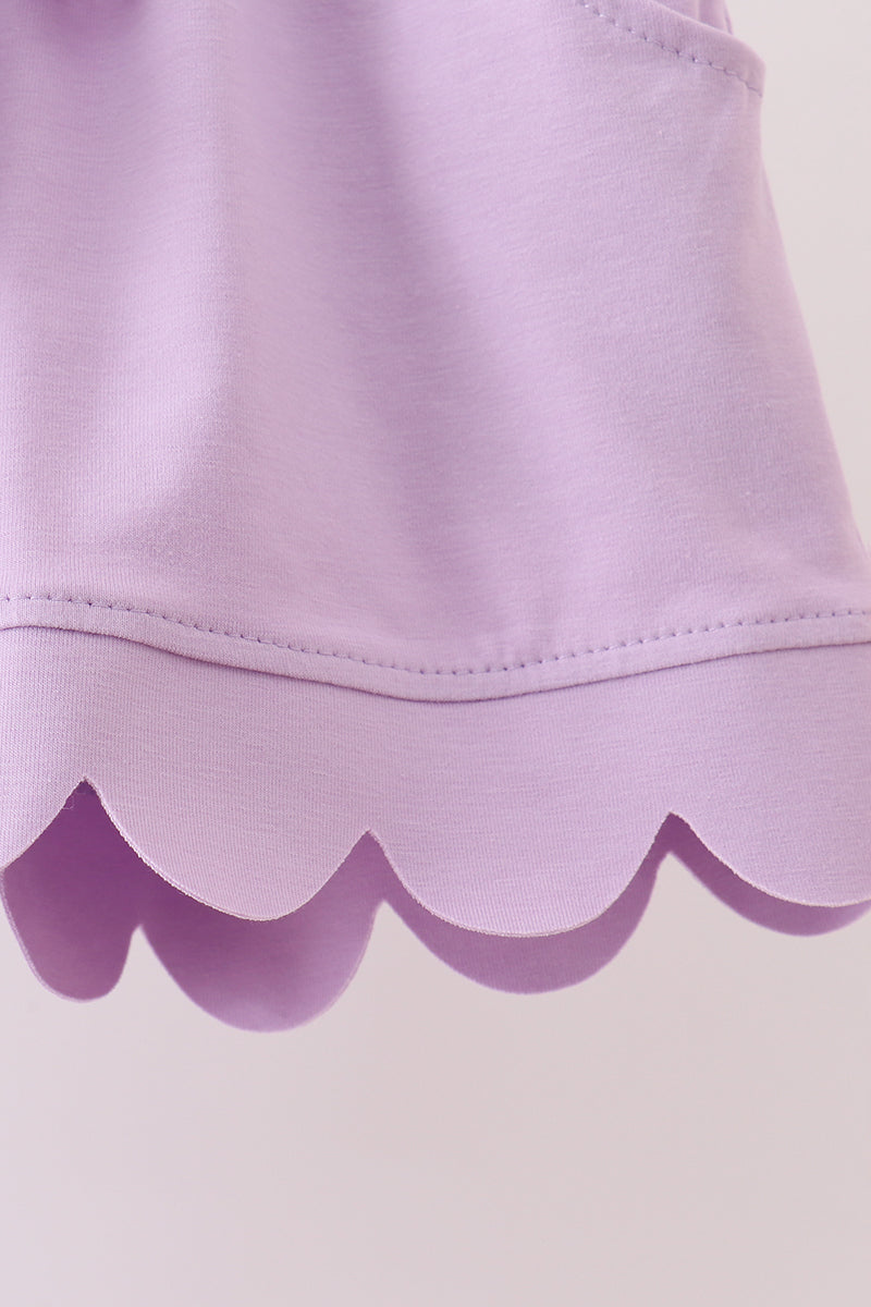 Lavender Scalloped Mom&me Shorts Set