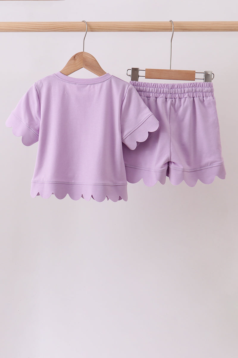 Lavender Scalloped Mom&me Shorts Set