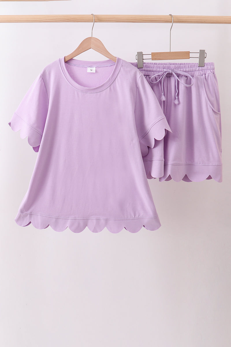 Lavender Scalloped Mom&me Shorts Set