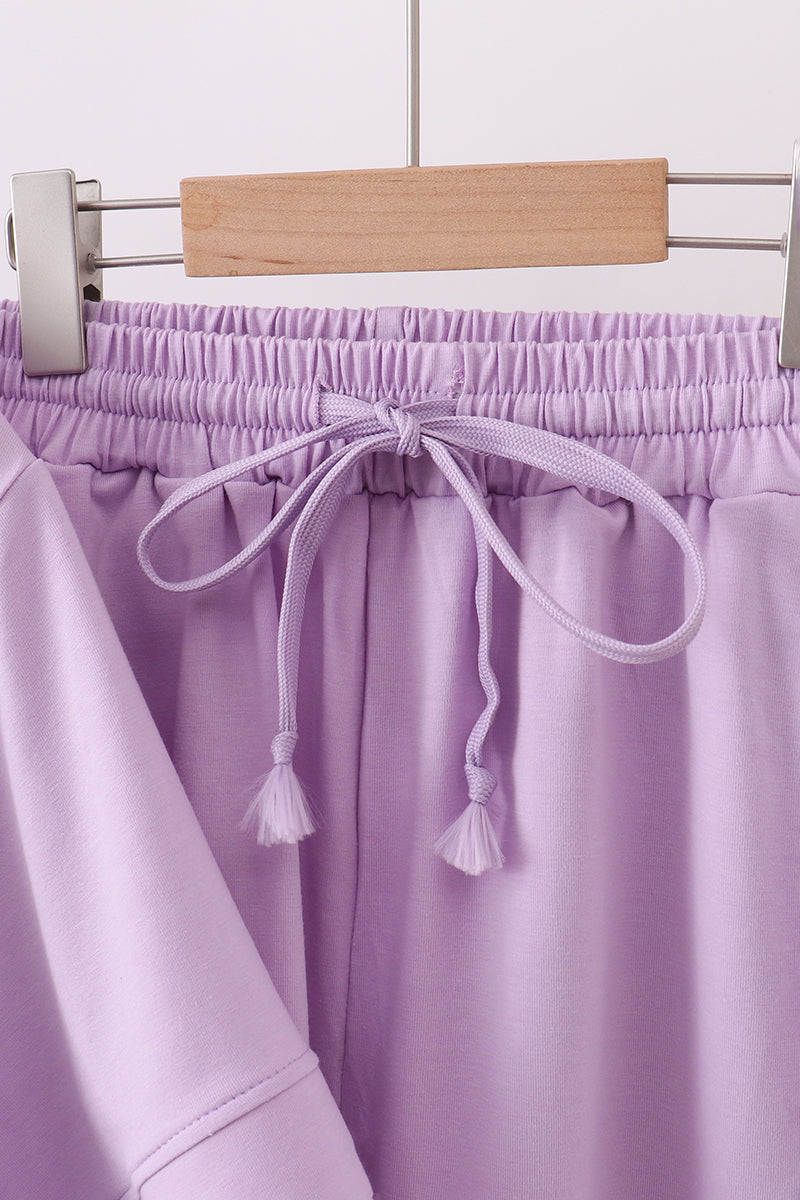 Lavender Scalloped Mom&me Shorts Set