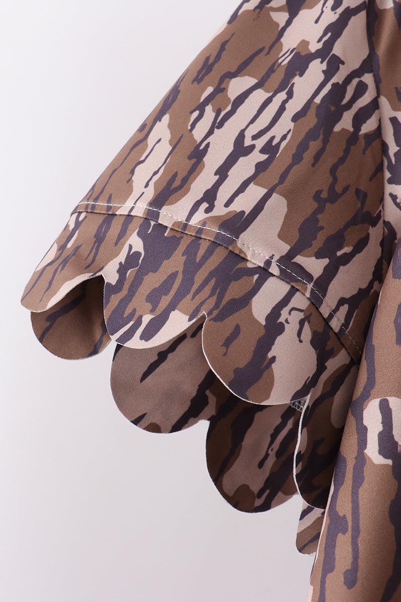 Camouflage Scalloped Mom&me Shorts Set