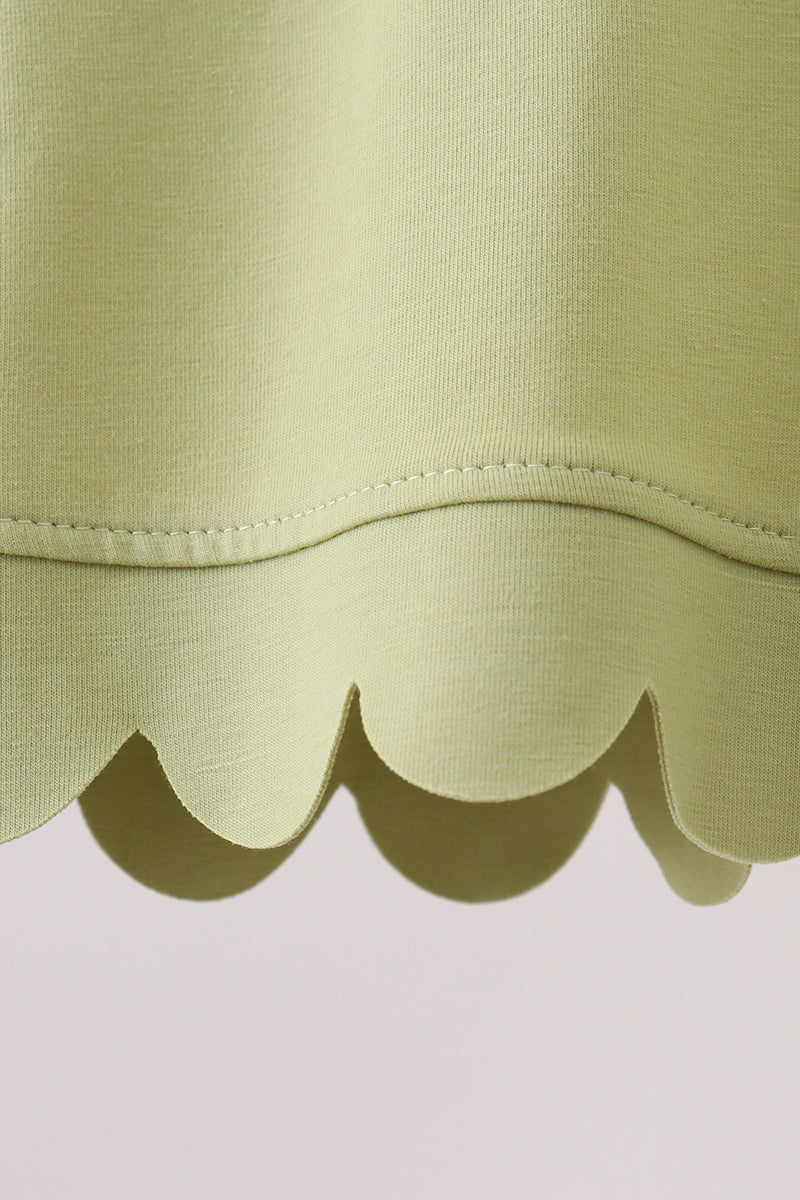Sage Scalloped Zipper Shorts Set