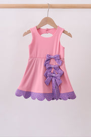 Pink Scalloped Bow Active Dress