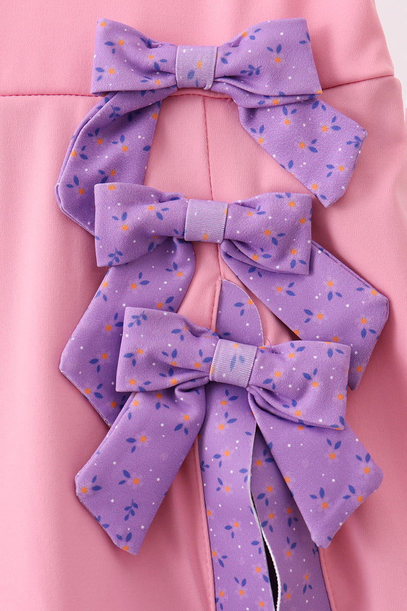 Pink Scalloped Bow Active Dress