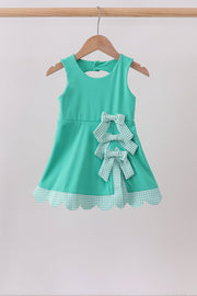 Green Scalloped Bow Active Dress