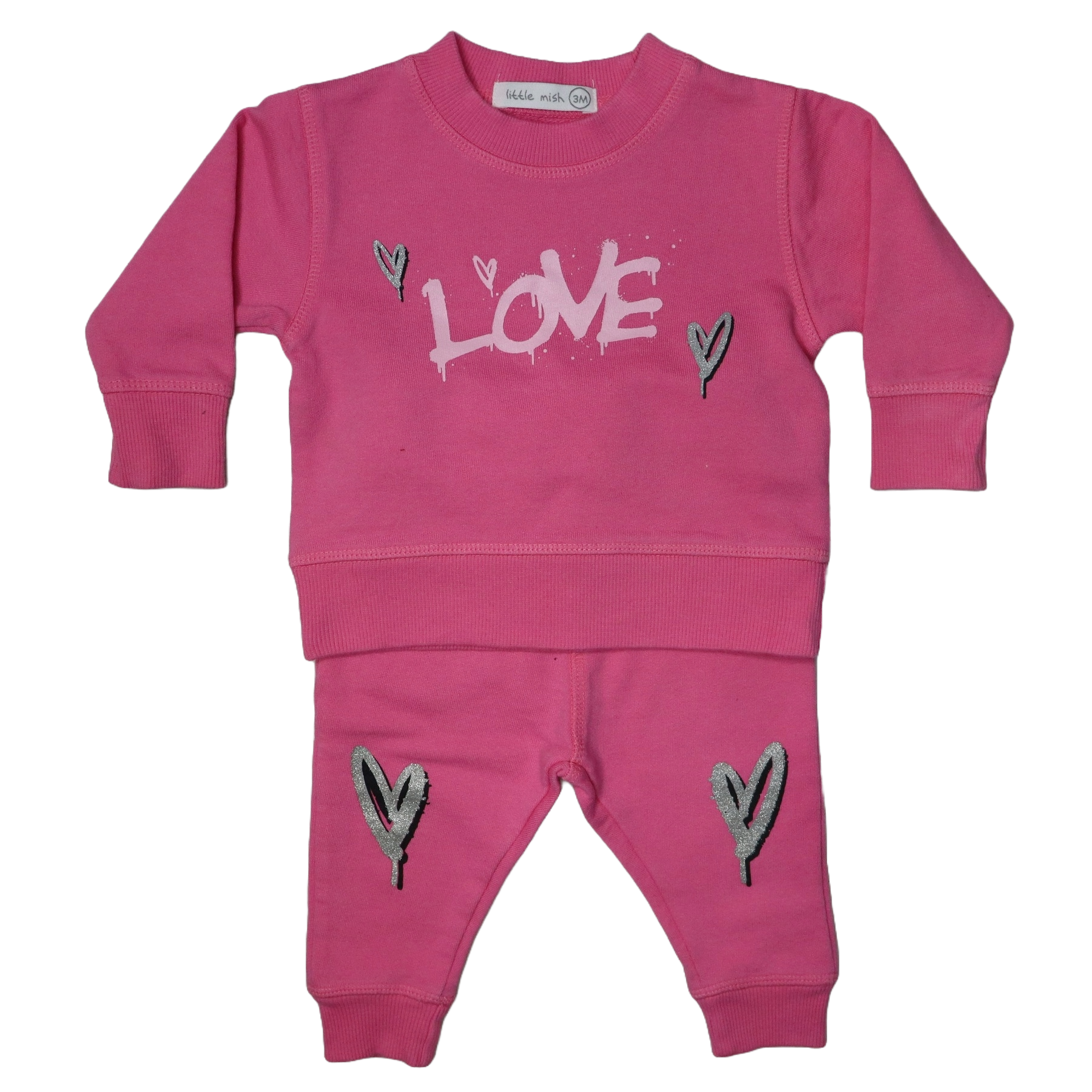 Baby Sweat Set - Silver Foil Hearts - Love