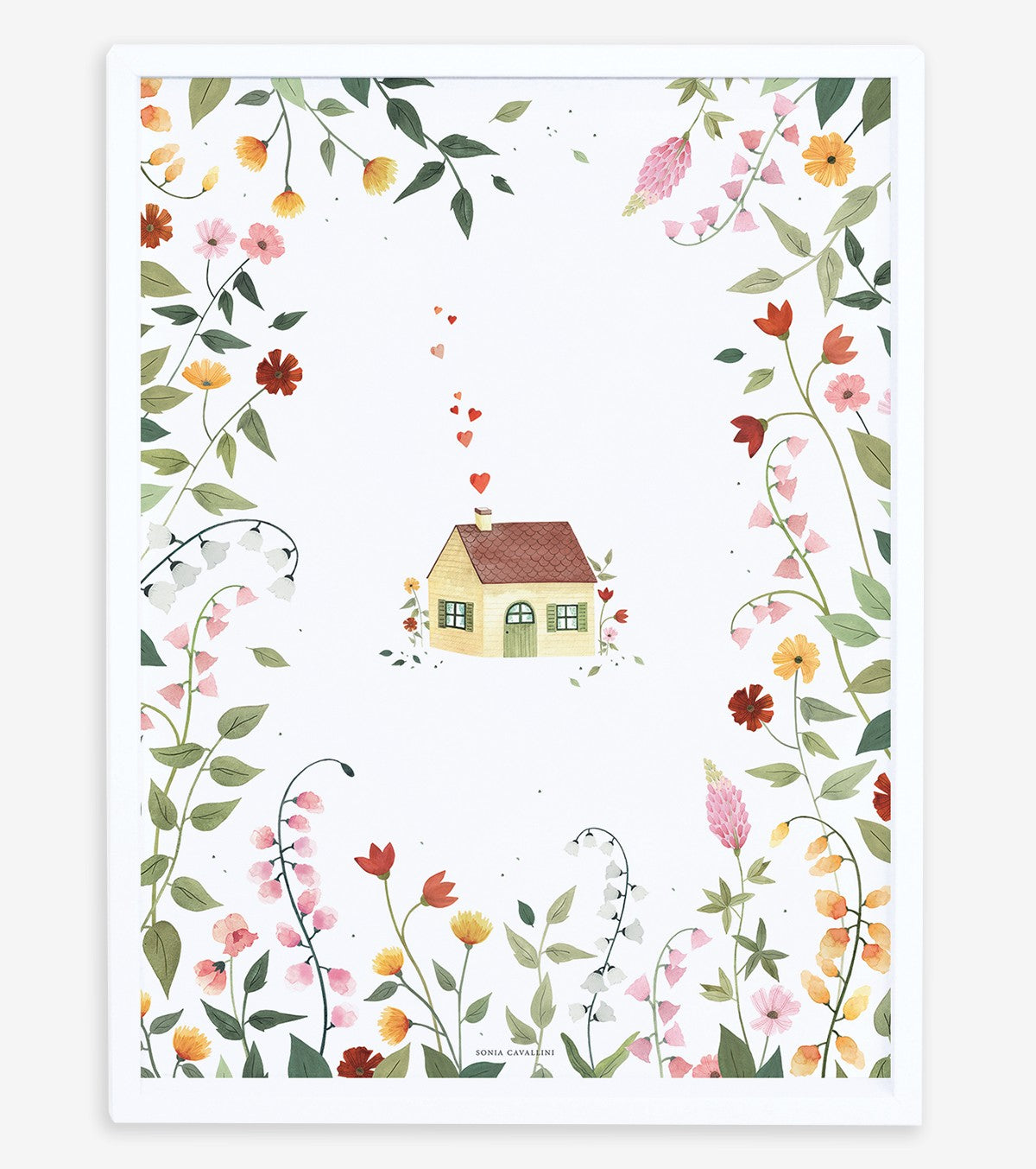 Queyran - Children's Poster - House And Field Flowers