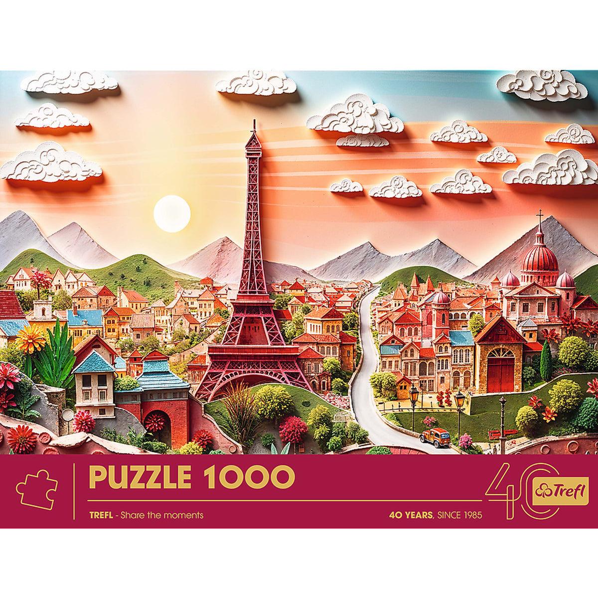 Red 40th Anniversary Paris 1000 Piece Paper Art Puzzle