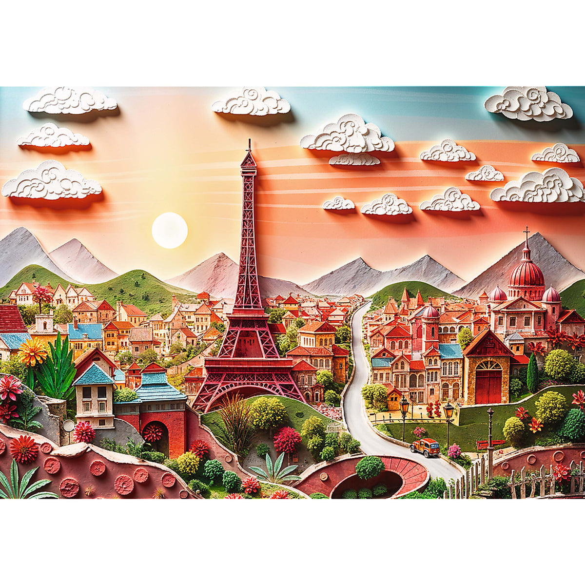 Red 40th Anniversary Paris 1000 Piece Paper Art Puzzle