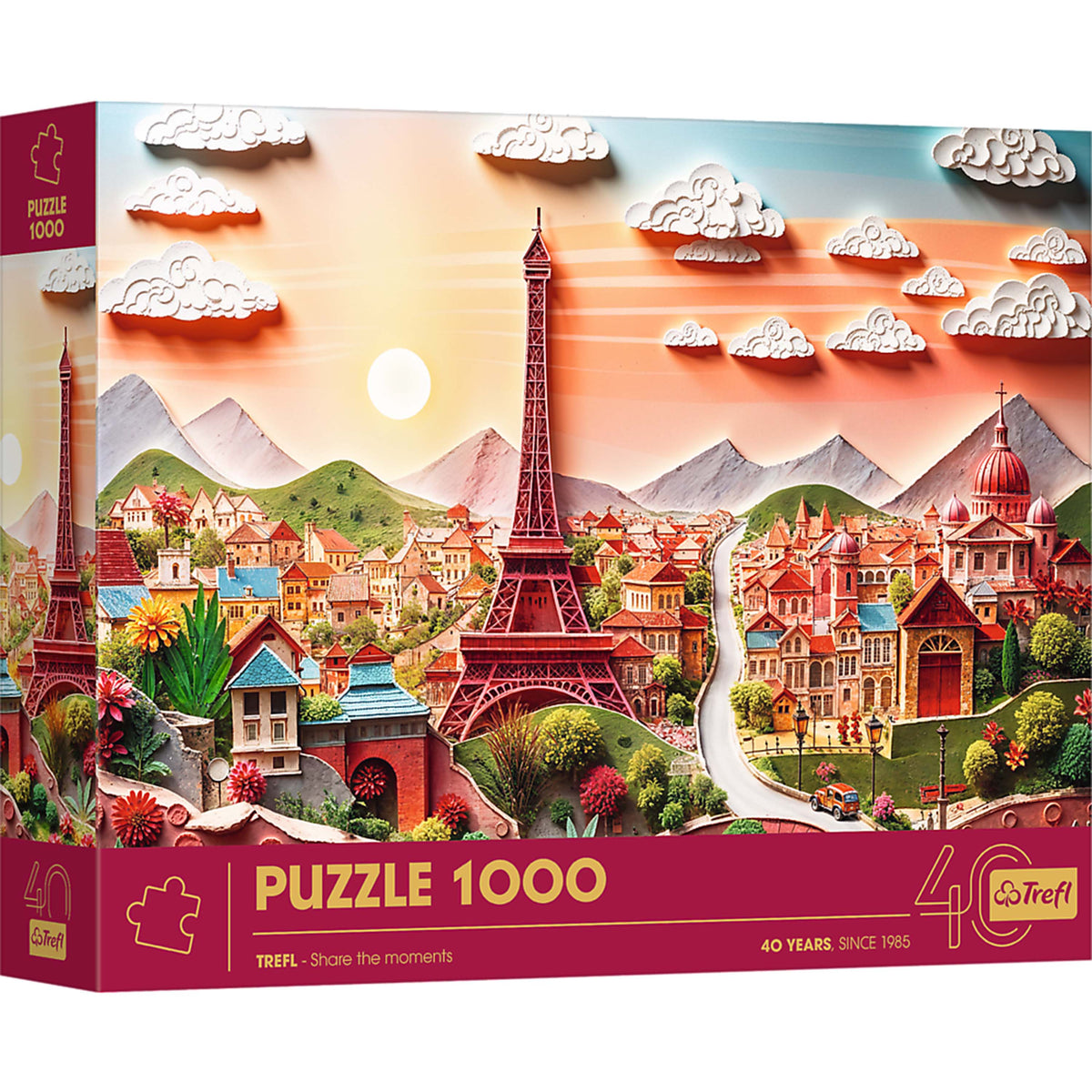 Red 40th Anniversary Paris 1000 Piece Paper Art Puzzle