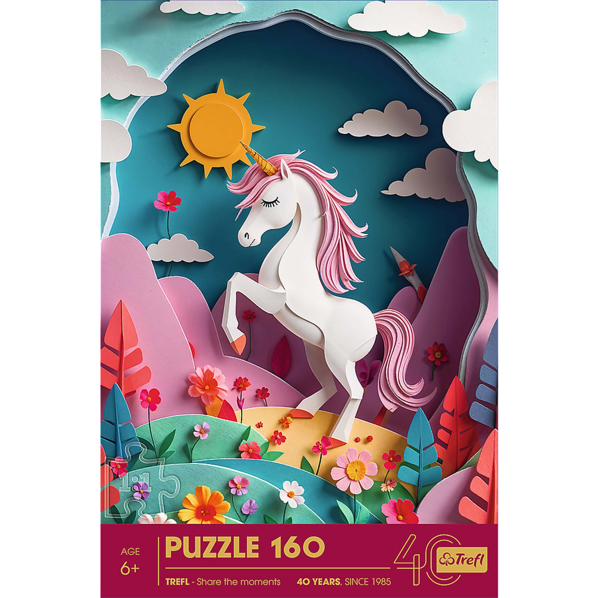 Kids 40th Anniversary Unicorn 160 Piece Paper Art Puzzle