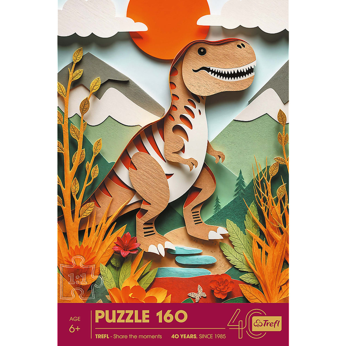 Kids 40th Anniversary Dinosaur 160 Piece Paper Art Puzzle