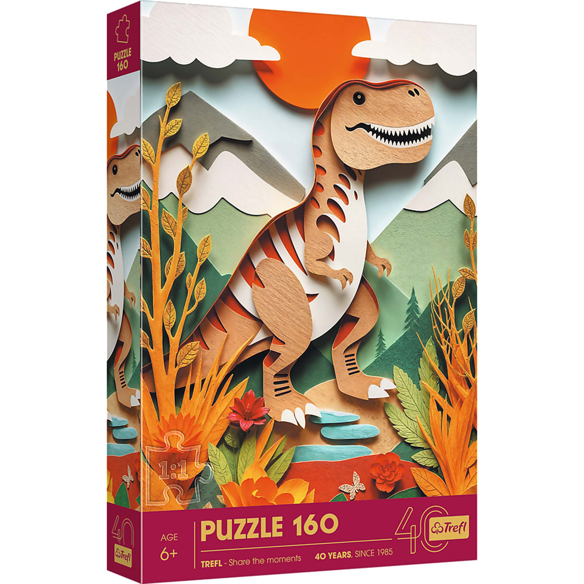 Kids 40th Anniversary Dinosaur 160 Piece Paper Art Puzzle