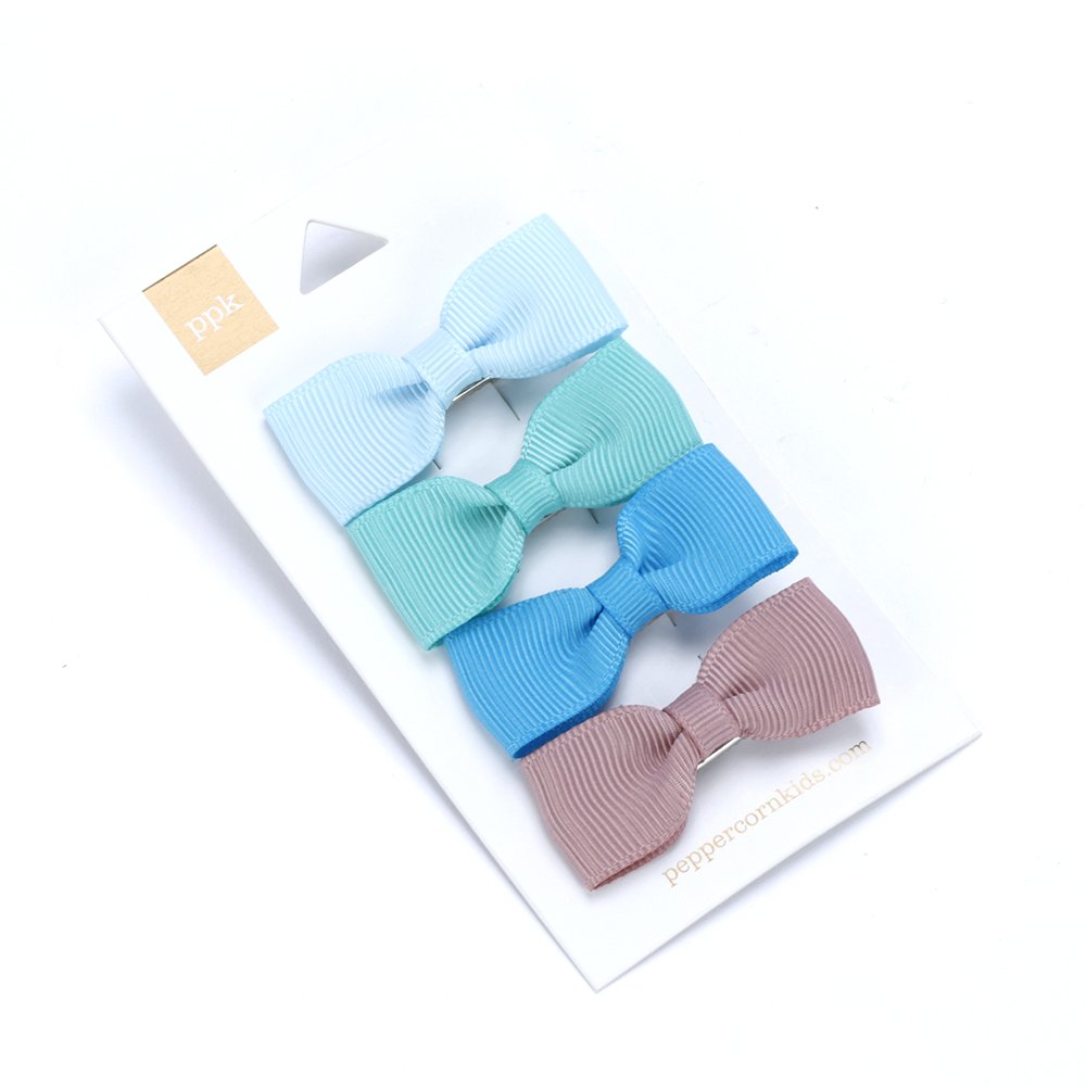 Girls Fun Mini Bows Hair Clips 4-pc Card Gift Pack