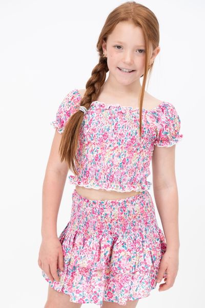Tweenstyle By Stoopher - Spring Bloom Smocked Skirt Set